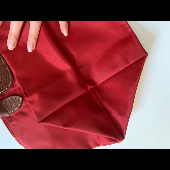 Auth Longchamp Le Pliage red top handle tote bag M - Picture 7 of 13